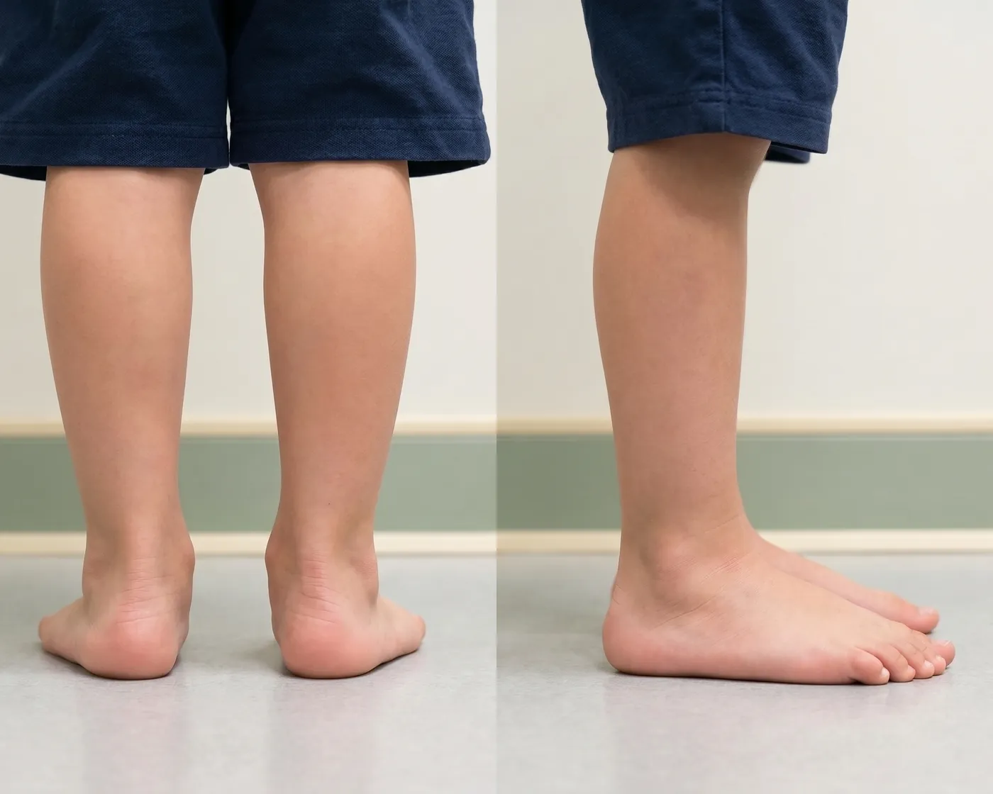 Pies de un niño en evaluación